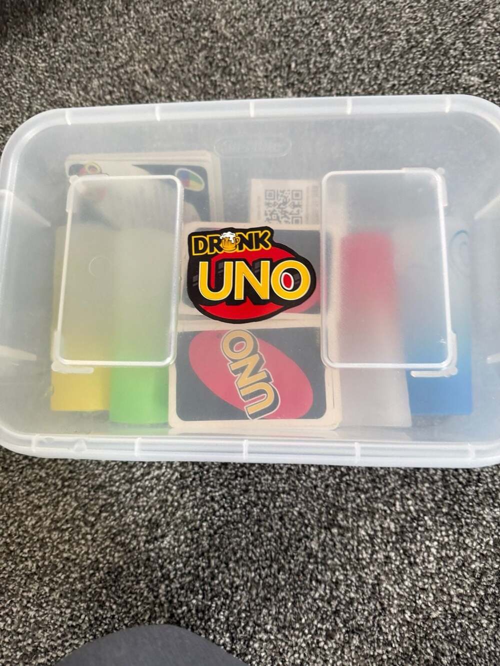 Drunk Uno Drinking Card Game in Plastic Storage Case